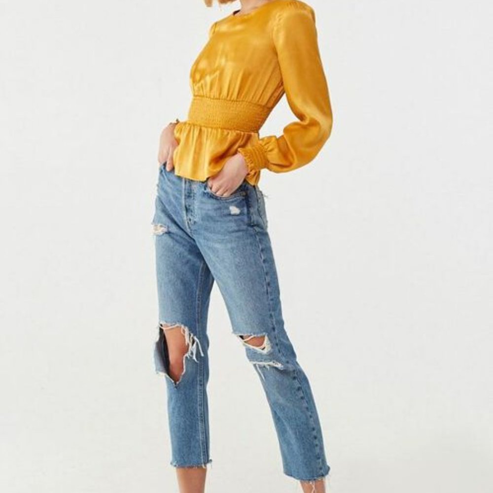 Smocked Satin Top